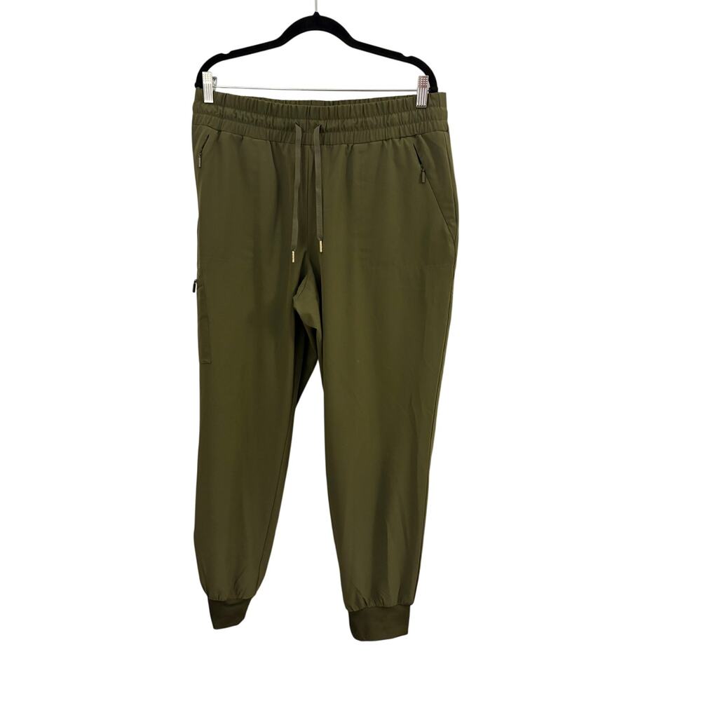 Chicos Jogger Cargo Style Pants ARMY Green Wide Elastic Tie Waist 2R/12R Boho